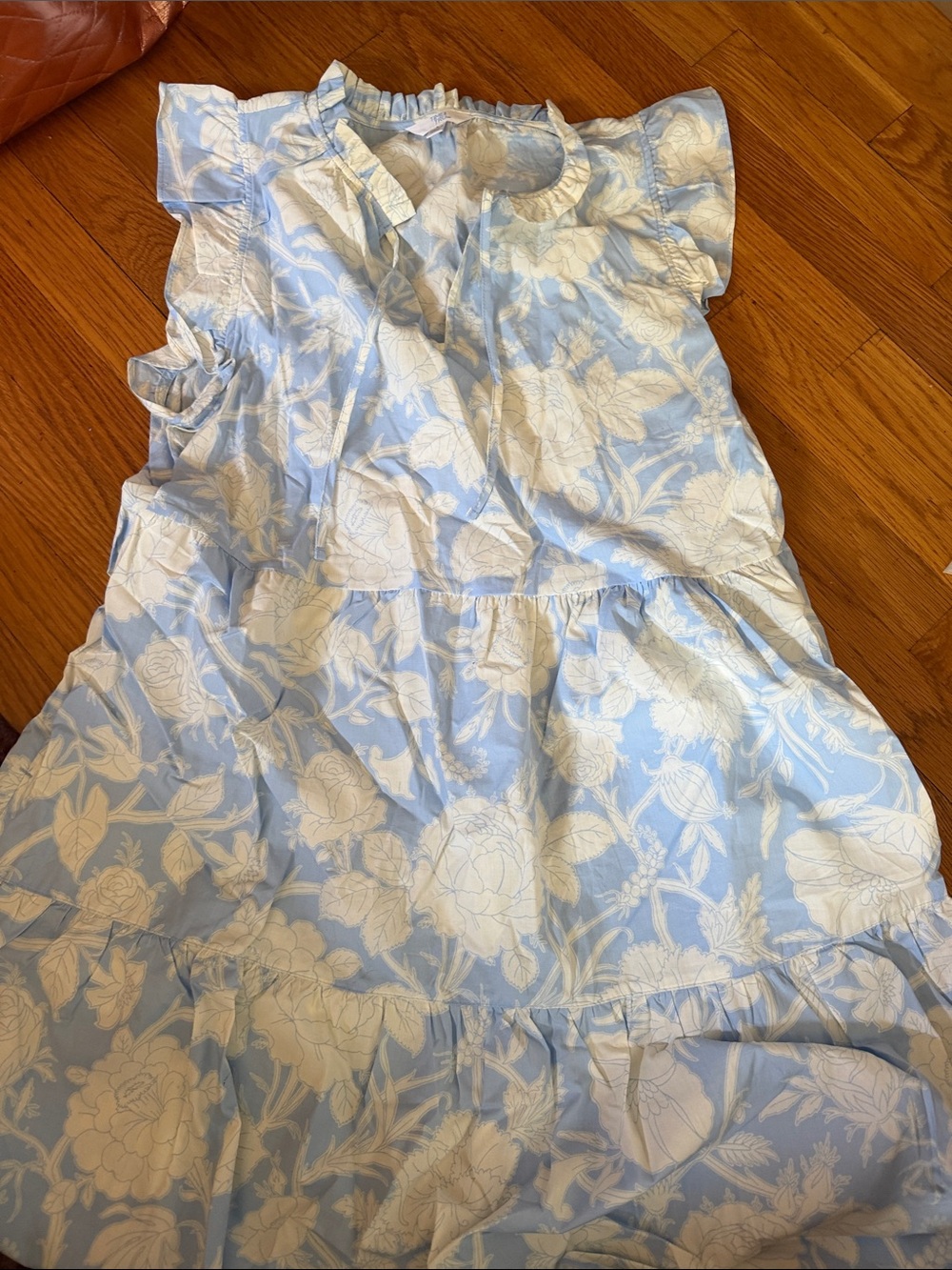 Time and Tru Light Blue & White Floral Midi Dress